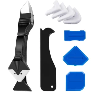 King&Charles Silicone Caulking Tool Kit, 3in1 Caulk&Grout Remover Tool | 4pc Gla