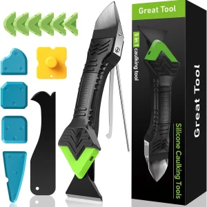 5 in 1 Silicone Caulking Tool Kit, Caulk Remover Tool with Stainless Steel Head,