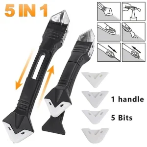 5-in-1 Caulking Tool Kit Stainless Steel Scraper Silicone Grout Remover Set